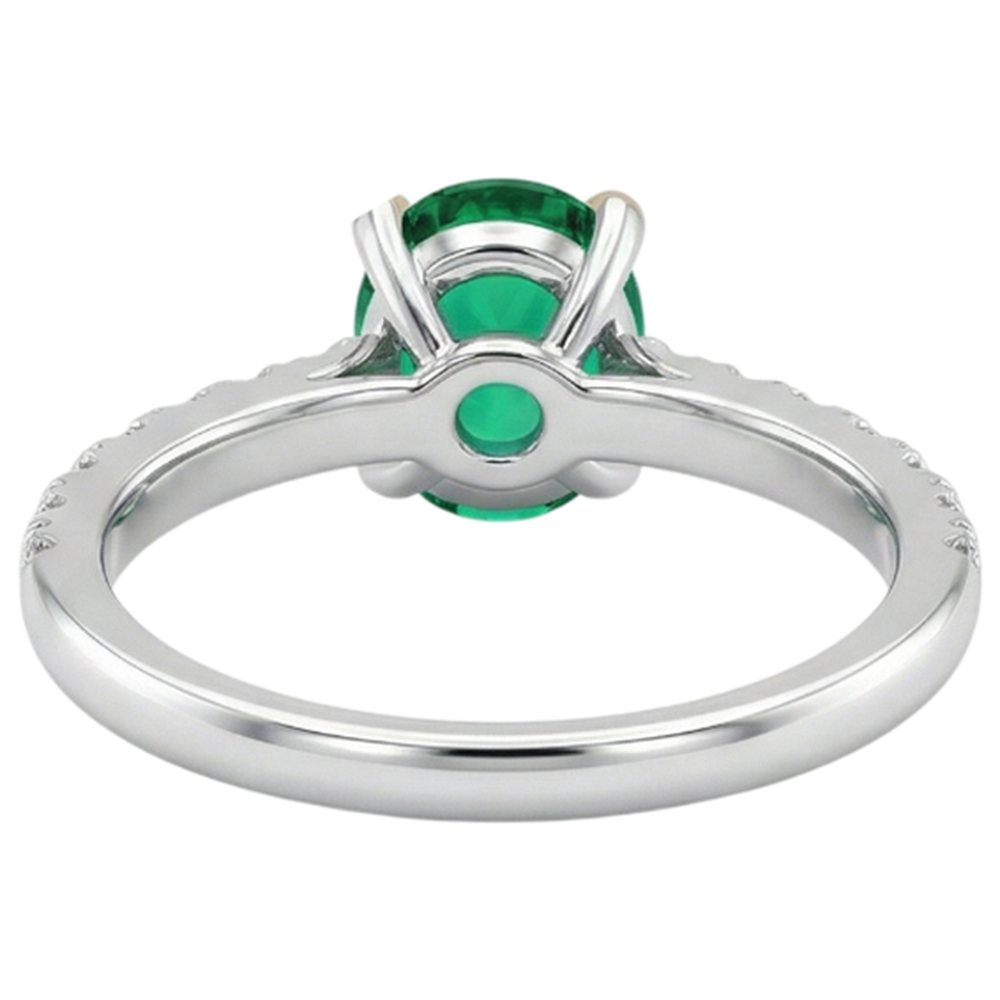Oval-Schliff Kolumbianischer Smaragd Ring in 14 Karat Zweifarbig Gold – Rückansicht