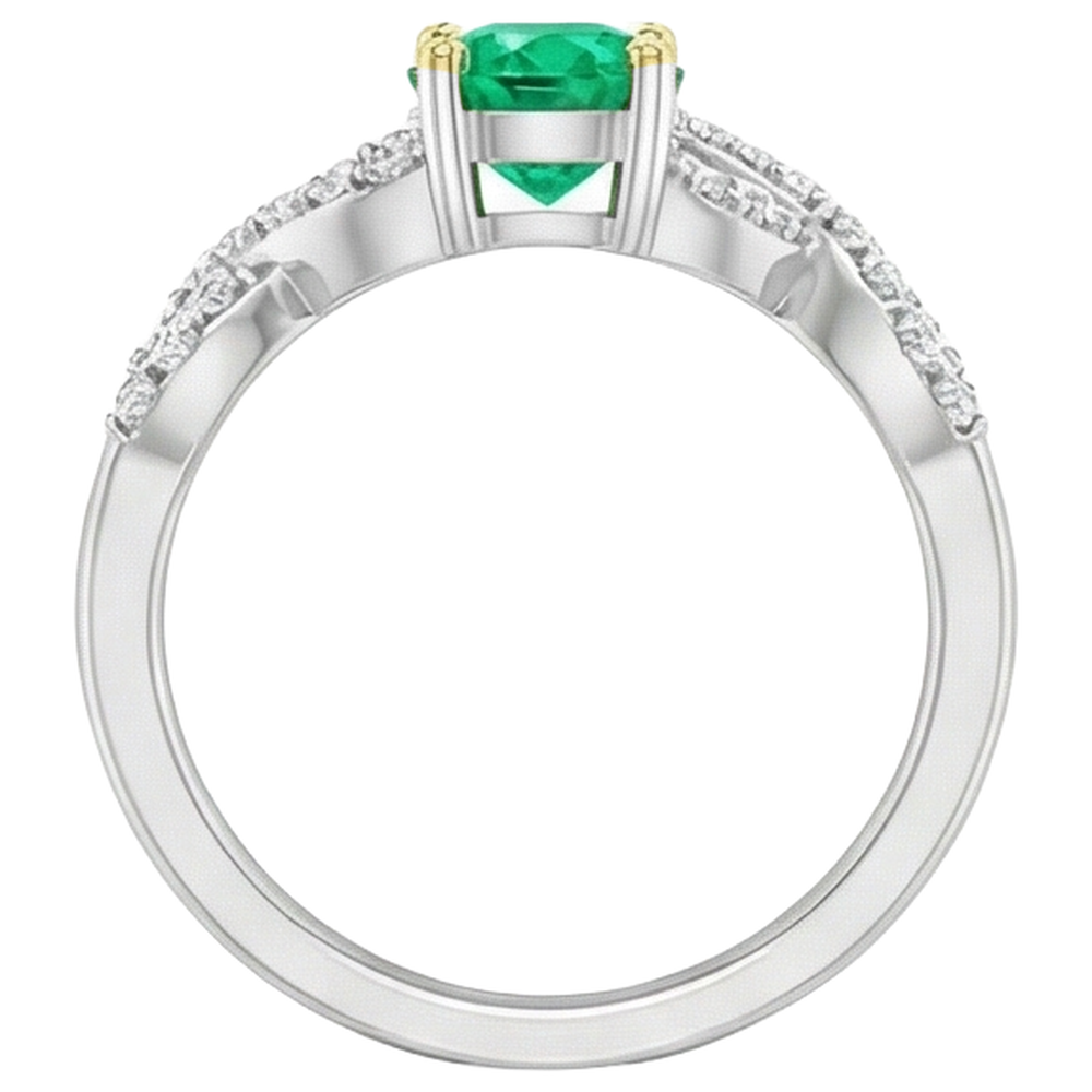 Natürlicher Edler Smaragd Farbstein-Ring 1 Karat Bicolor 14K Gold – Rückansicht