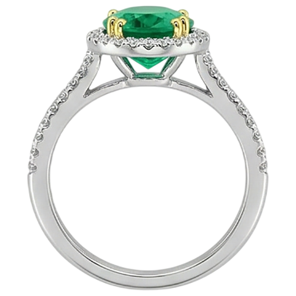 Edler Smaragd Edelstein-Ring 4-Karat Bicolor 14K Gold – Rückansicht