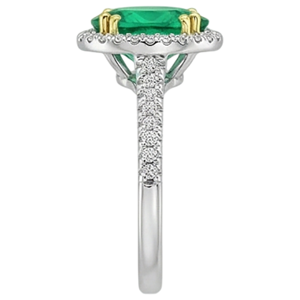 Edelstein-Ring Bicolor 14K Gold mit Edler Smaragd – Draufsicht