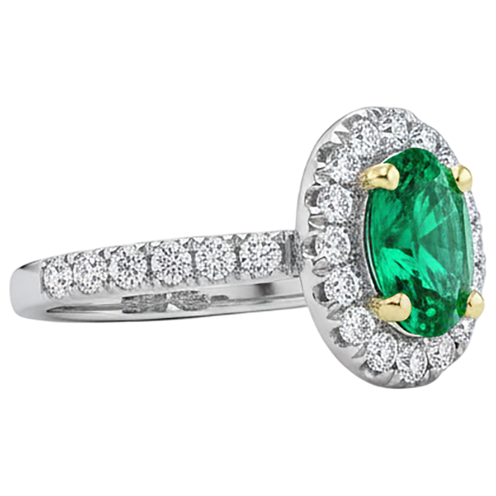 Naturreiner Kolumbianischer Smaragd Schmuckstein-Ring – Schrägansicht