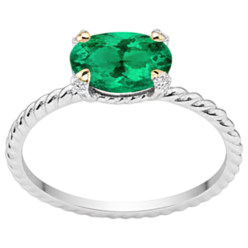 Kolumbianischer Smaragd Schmuckstein-Ring 2-Karat Bicolor 14K Gold – Profilansicht