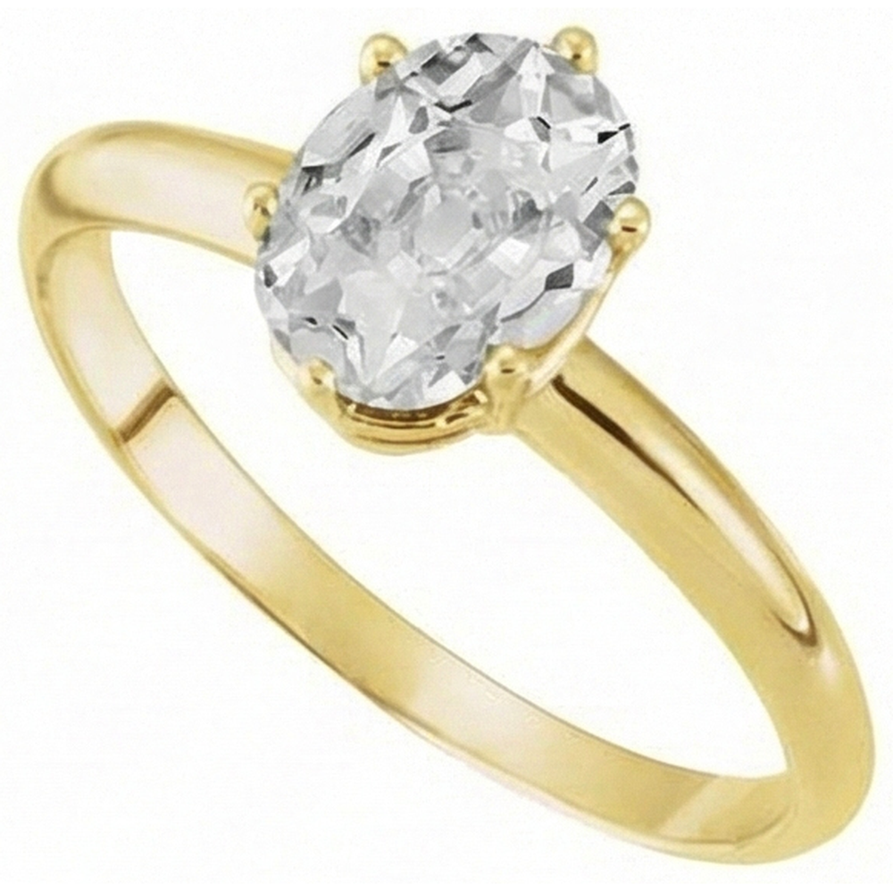 Diamant Solitär-Verlobungsring 4-Karat 14K Gelbgold – Frontansicht
