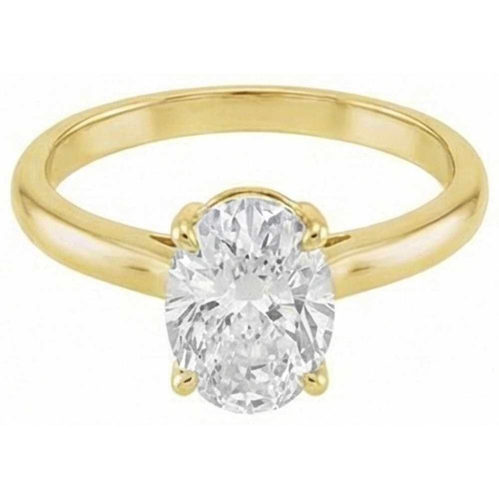 Diamant Solitär-Verlobungsring 4-Karat 14K Gelbgold – Seitenansicht