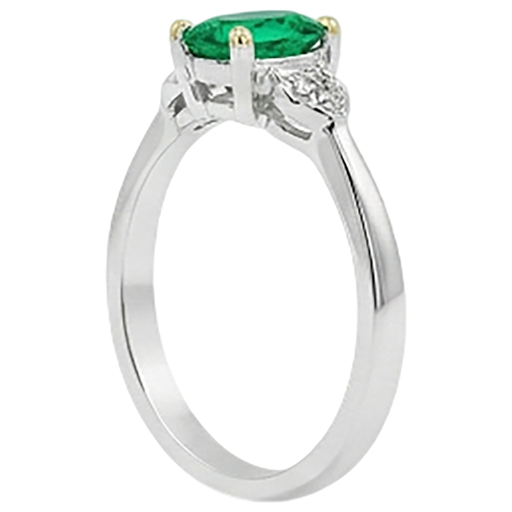 Oval-Schliff Smaragd Ring in 14 Karat Zweifarbig Gold – Profilansicht