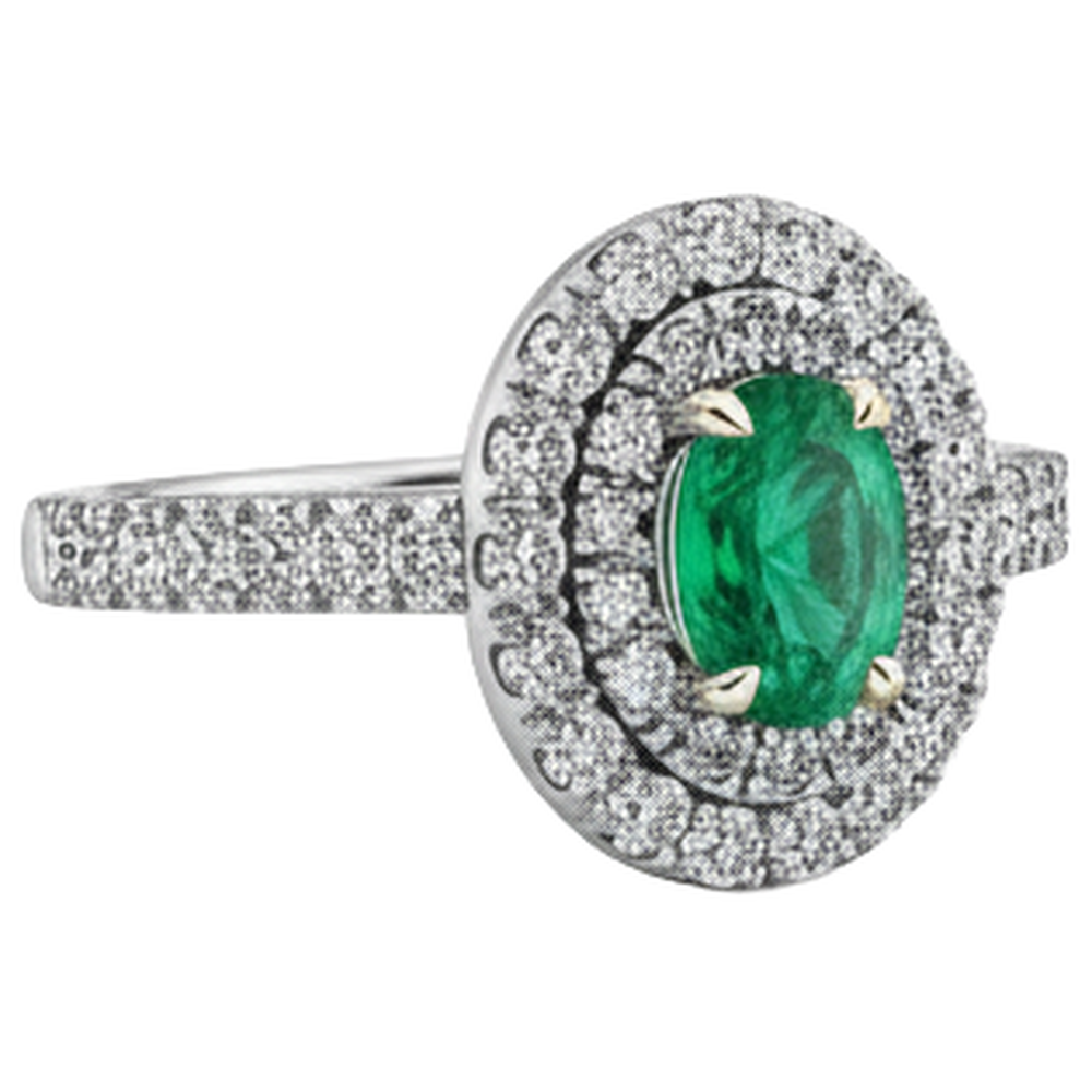 Authentischer Smaragd Edelstein-Ring – Seitenansicht