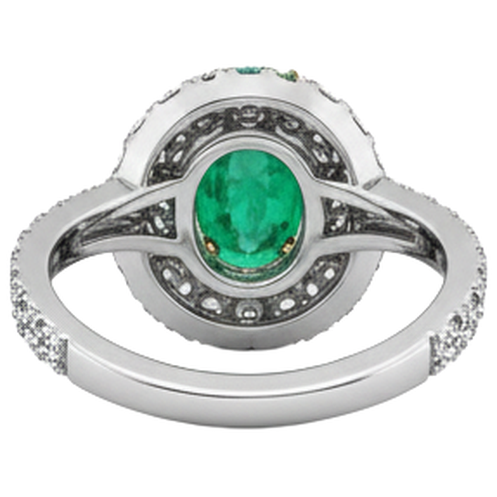 Oval-Schliff Smaragd Ring in Zweifarbiges 14K Gold – Draufsicht