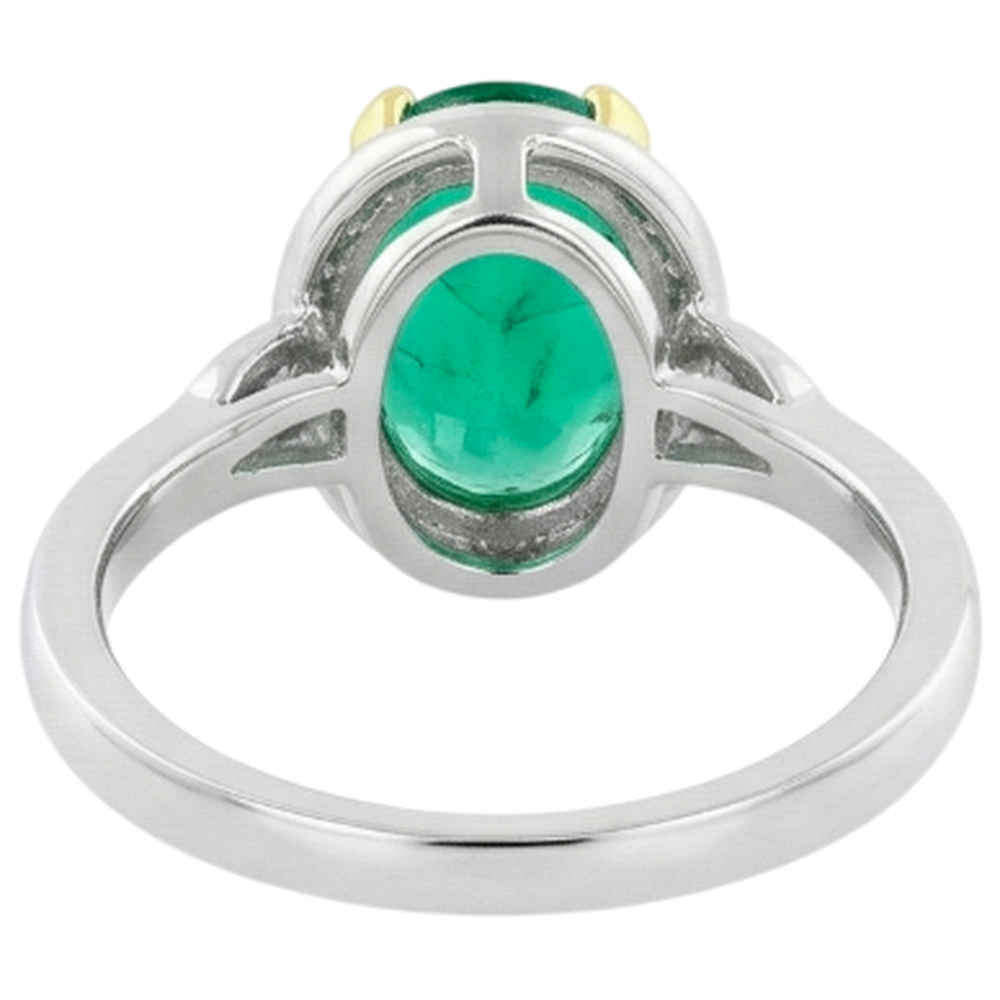 Naturreiner Edler Smaragd Schmuckstein-Ring 3,50 Karat 14 Karat Zweifarbig Gold – Detailansicht
