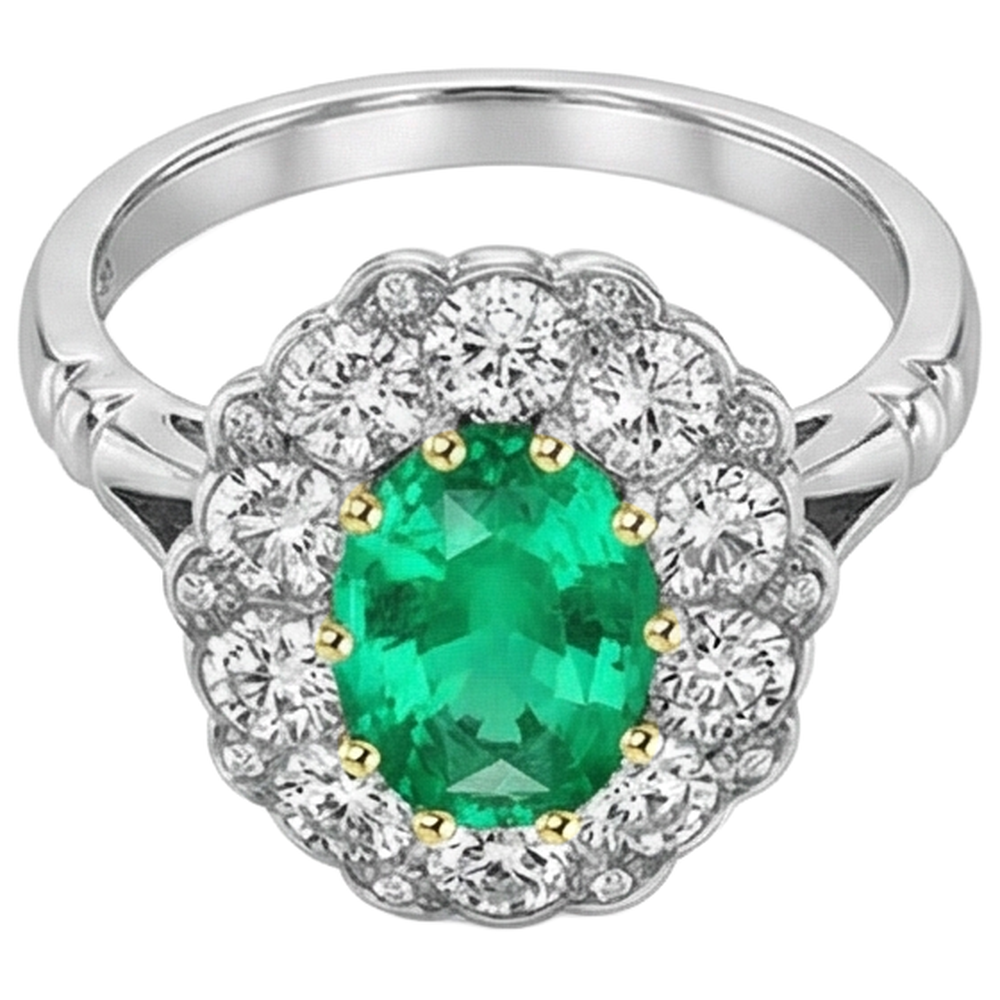 Glänzender Edelstein-Ring 2 Karat – Schrägansicht