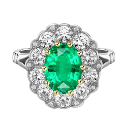 Smaragd Edelstein-Ring – GIA-Zertifiziert 2 Karat Bicolor 14K
