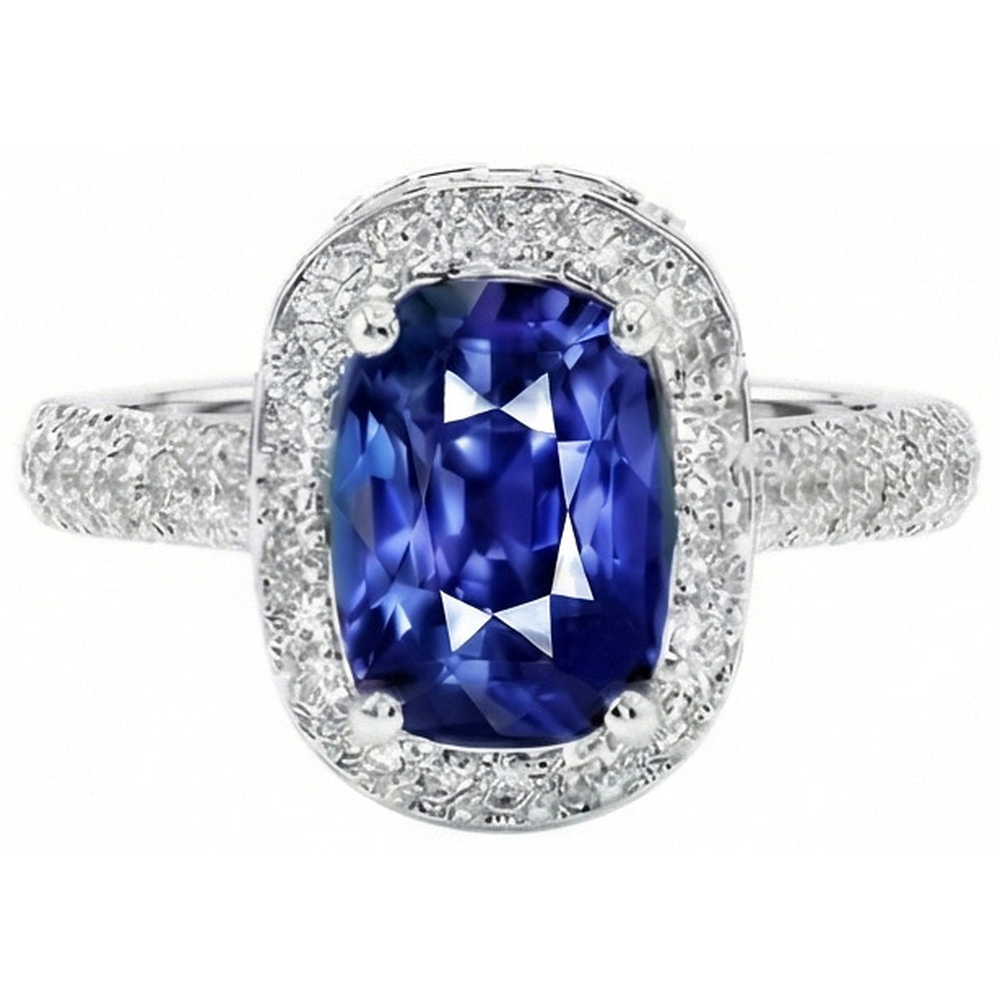 Oval Halo Verlobungsring Sri Lanka Saphir & Diamant 9 Karat Neu