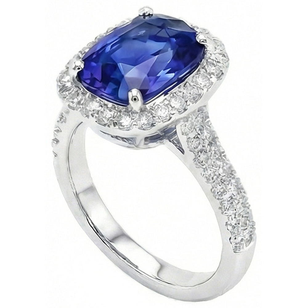 Oval Halo Verlobungsring Sri Lanka Saphir & Diamant 9 Karat Neu