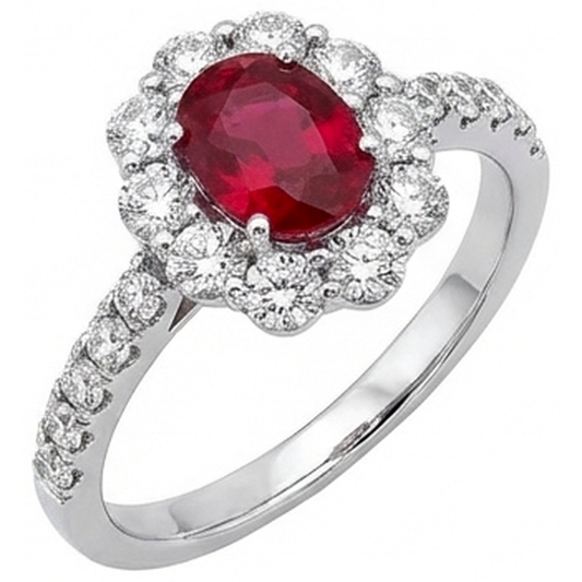 echter oval rubin 3.50Karat ring Vorderansicht