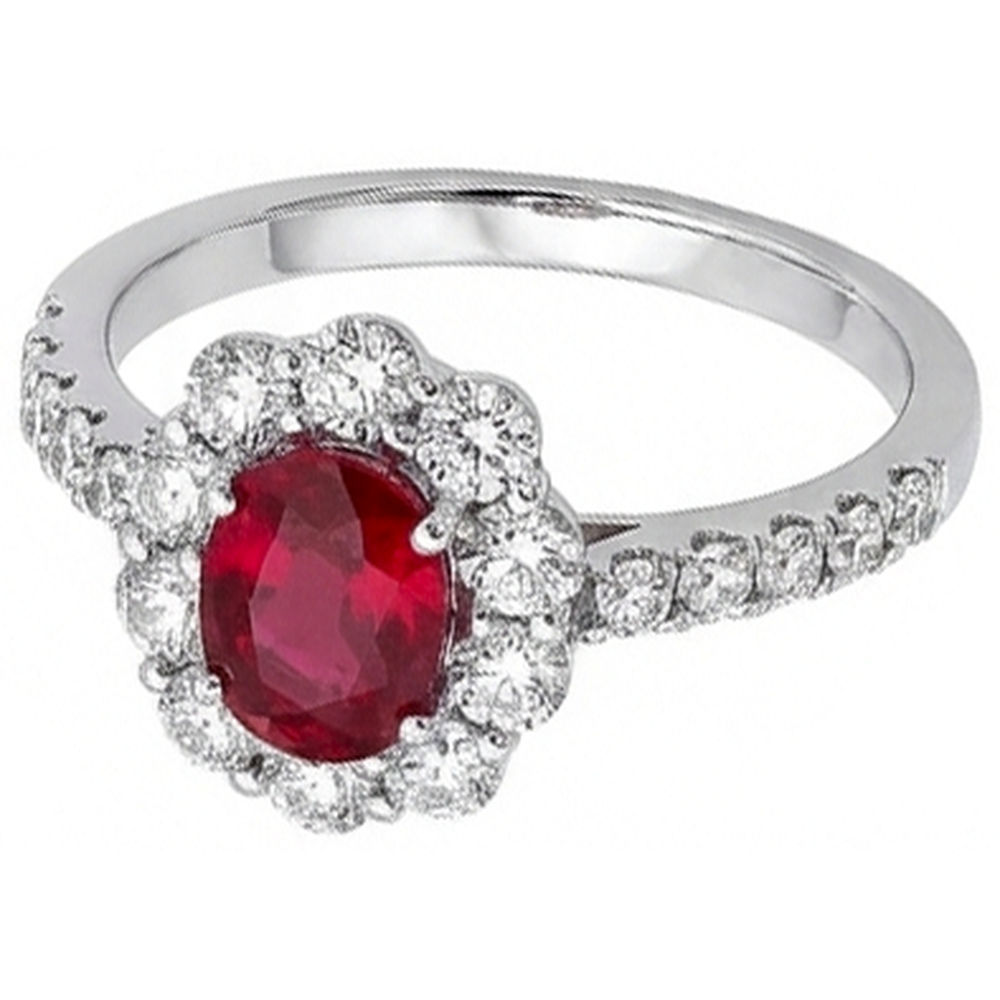 echter oval rubin 3.50Karat ring Seitenansicht