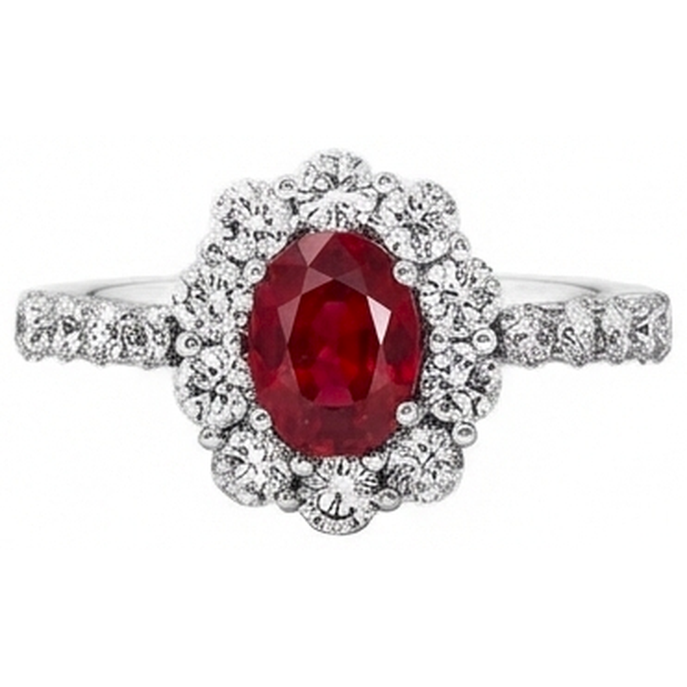 echter oval rubin 3.50Karat ring Detailansicht