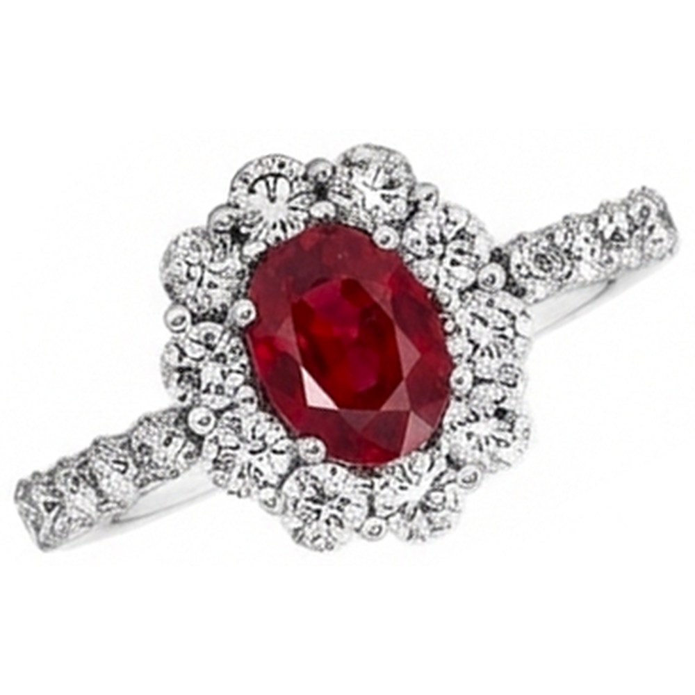 echter oval rubin 3.50Karat ring Draufsicht