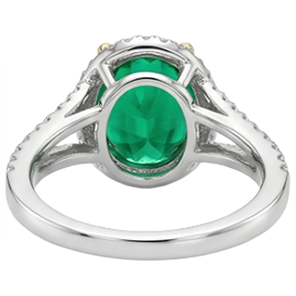 Natürlicher Edler Smaragd Schmuckstein-Ring 4 Karat Bicolor 14K Gold – Rückansicht