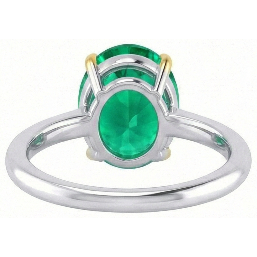 Natürlicher Smaragd Edelstein-Ring 4 Karat Bicolor 14K Gold – Draufsicht