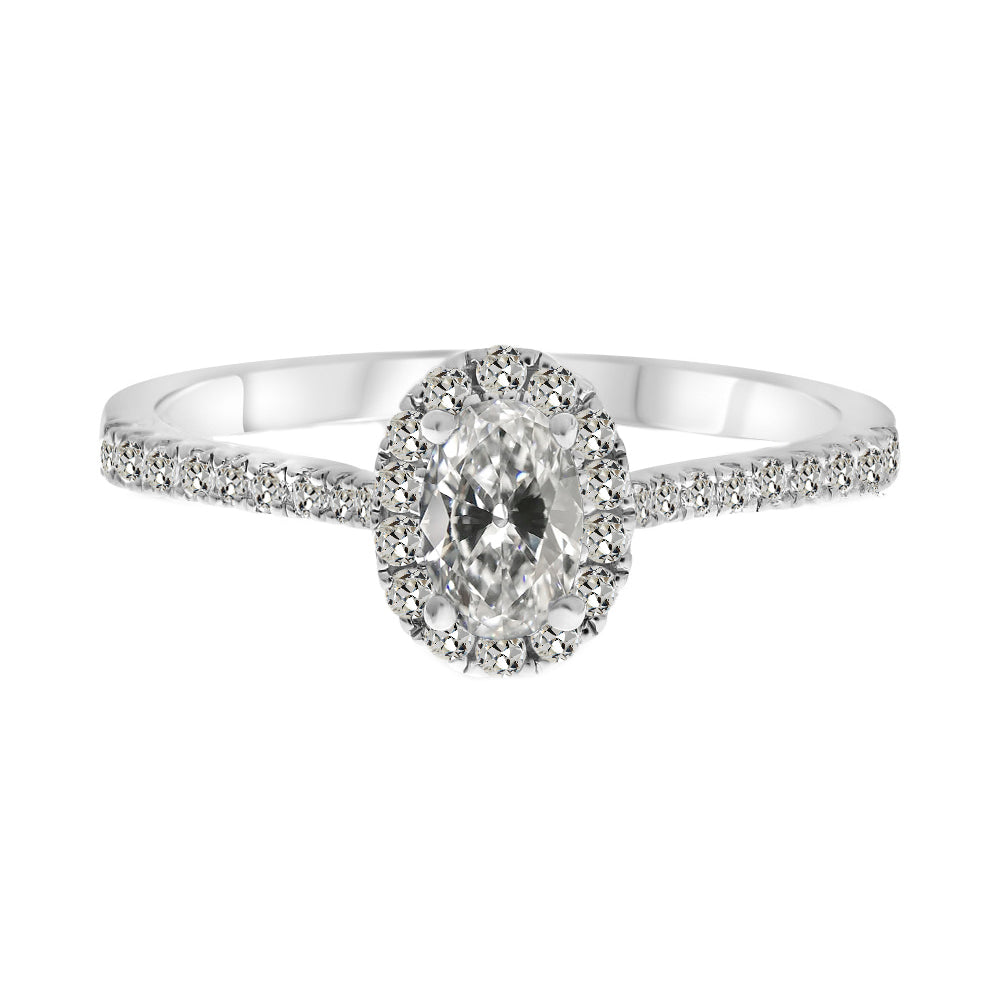 Edler Diamant Antik-Kissen-Schliff Halo-Verlobungsring in 14 Karat Weißgold – Hauptansicht