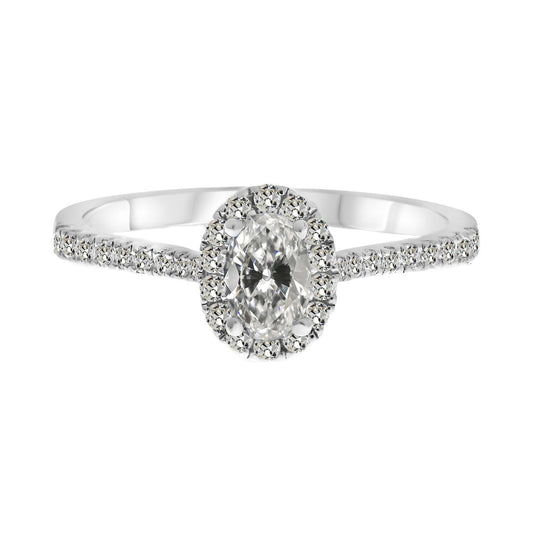 Edler Diamant Antik-Kissen-Schliff Halo-Verlobungsring in 14 Karat Weißgold – Hauptansicht
