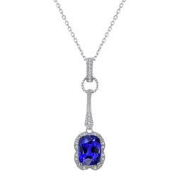 Natürlicher Oval-Schliff Royalblauer Saphir Stein-Halskette – 1