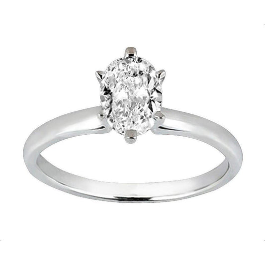 Oval Cut Echt Diamant Solitaire Damenring 1.01 Karat Weißgold 14K