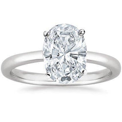 Oval Cut Solitaire 2,75 Karat Natürliche Diamant-Verlobungsring Weißgold 14K