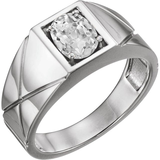 Old Mine Cut Diamant Ring in 14K Weißgold – Hauptansicht