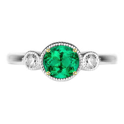 Edler Smaragd Milgrain Edelstein-Ring 2 Karat in 14 Karat