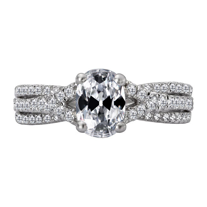 Old Mine Cut Brillant Ring in 14K Weißgold – Hauptansicht