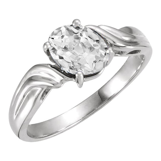 Old Mine Cut Diamant Ring in 14K Weißgold – Hauptansicht
