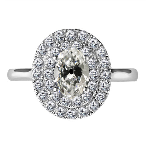 Old Mine Cut Edler Diamant Ring in 14K Weißgold – Hauptansicht