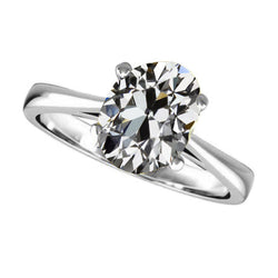 Brillant Solitär-Ring – Antiker Europäischer Schliff 3 Karat 14K
