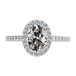 Brillant Antik-Kissen-Schliff Halo-Ring 3,50 Karat in 14K