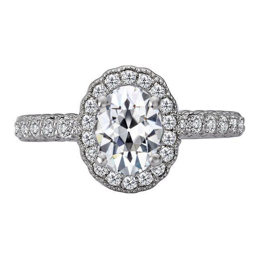 Handgemachter Edler Diamant Halo-Ring 4 Karat – Hauptansicht