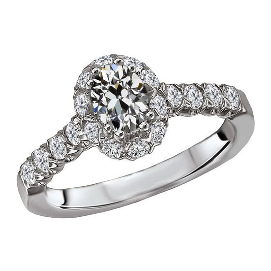 Antik-Kissen-Schliff Brillant Ring in 14K Weißgold – Hauptansicht