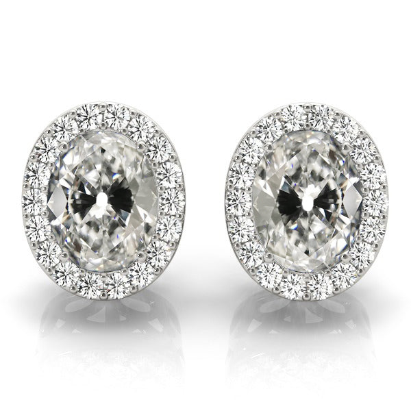 Ohrringe 14K Weißgold mit Edler Diamant – Hauptansicht
