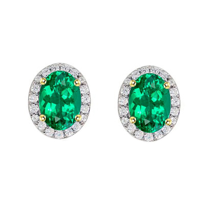 Smaragd Gemstone Earring 1,50-Karat Bicolor 14K Gold – Hauptansicht