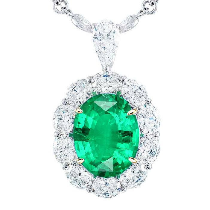 Oval-Schliff Kolumbianischer Smaragd Ring in 14 Karat Zweifarbig Gold – Hauptansicht