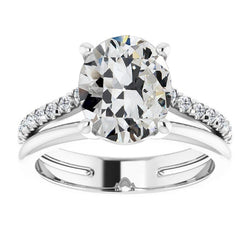 Altschliff Edler Diamant Solitär-Ring mit Akzenten 4 Karat – 14K