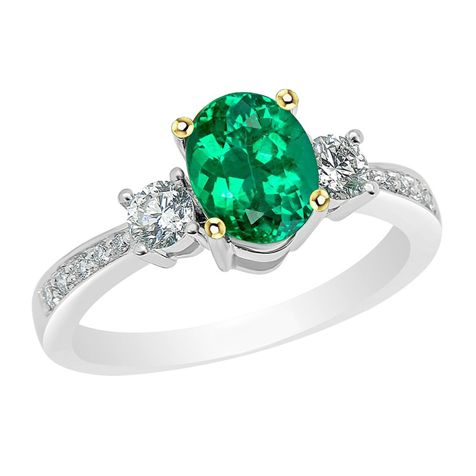 Smaragd Edelstein-Ring 2,50-Karat Bicolor 14K Gold – Hauptansicht