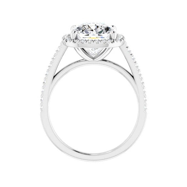 Old Mine Cut Brillant Ring in 14K Weißgold – Frontansicht