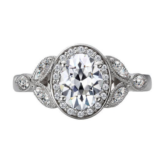 Authentischer Brillant Halo-Ring 3,50 Karat 14K Weißgold – Hauptansicht