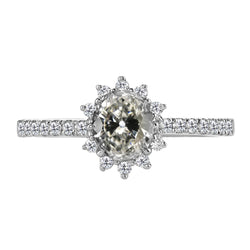 Handgemachter Halo-Verlobungsring mit Jubiläumsband Brillant