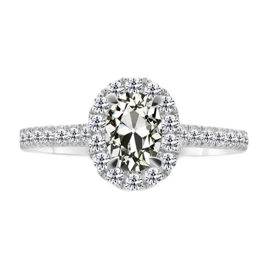 Halo-Verlobungsring 14 Karat Weißgold mit Diamant – Hauptansicht