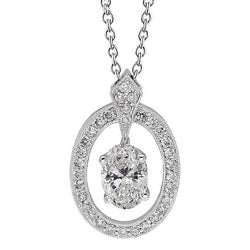 Ovale Und Runde Halo-Natürliche Diamant-Anhänger-Halskette 2,25 Karat Weißgold 14K
