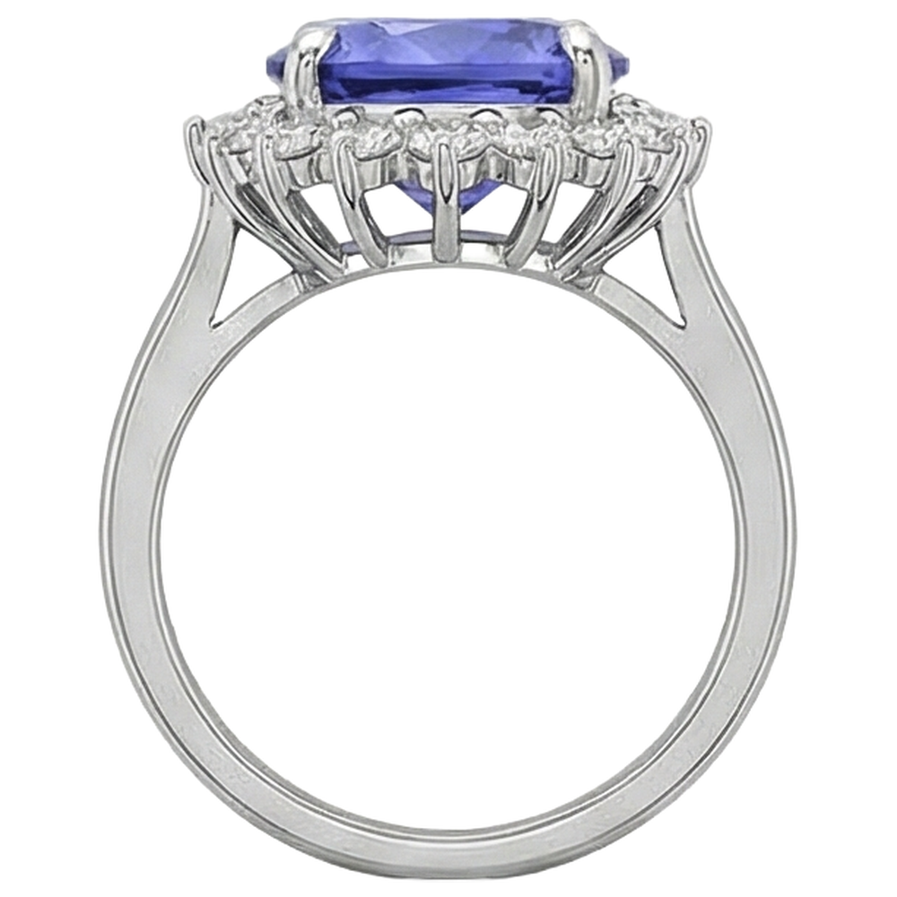 Ovaler AAA Tansanit und Diamanten 8 Karat Ring Neu Weißgold 14K