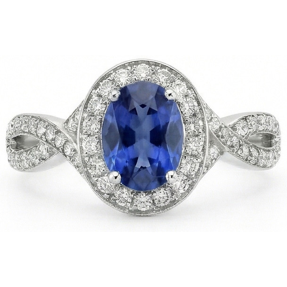 echter oval diamant 1.55Karat ring Draufsicht