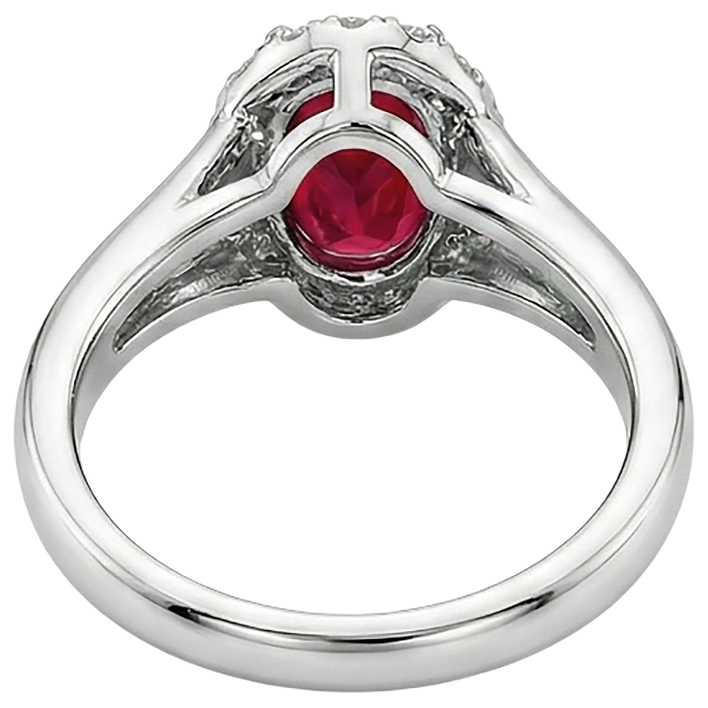 echter oval rubin 1.20Karat ring auf Weiß