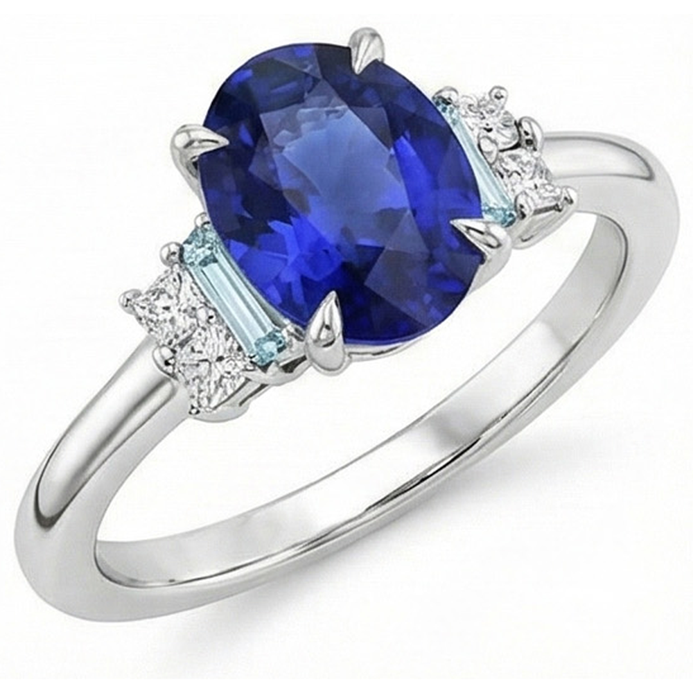 echter oval aquamarin 4Karat ring Seitenansicht